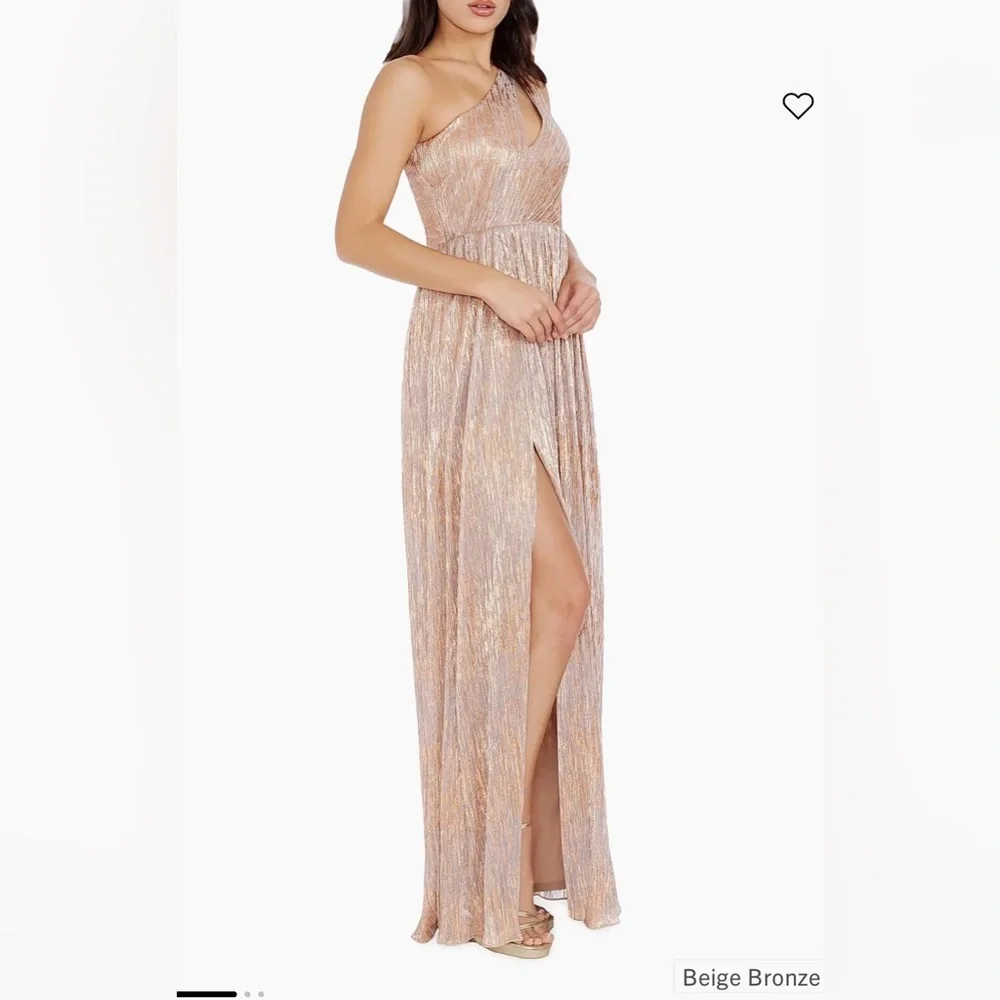 NWT $248 Dress The Population Kienna Metallic One-Shoulder Gown XS READ - Picture 2 of 13